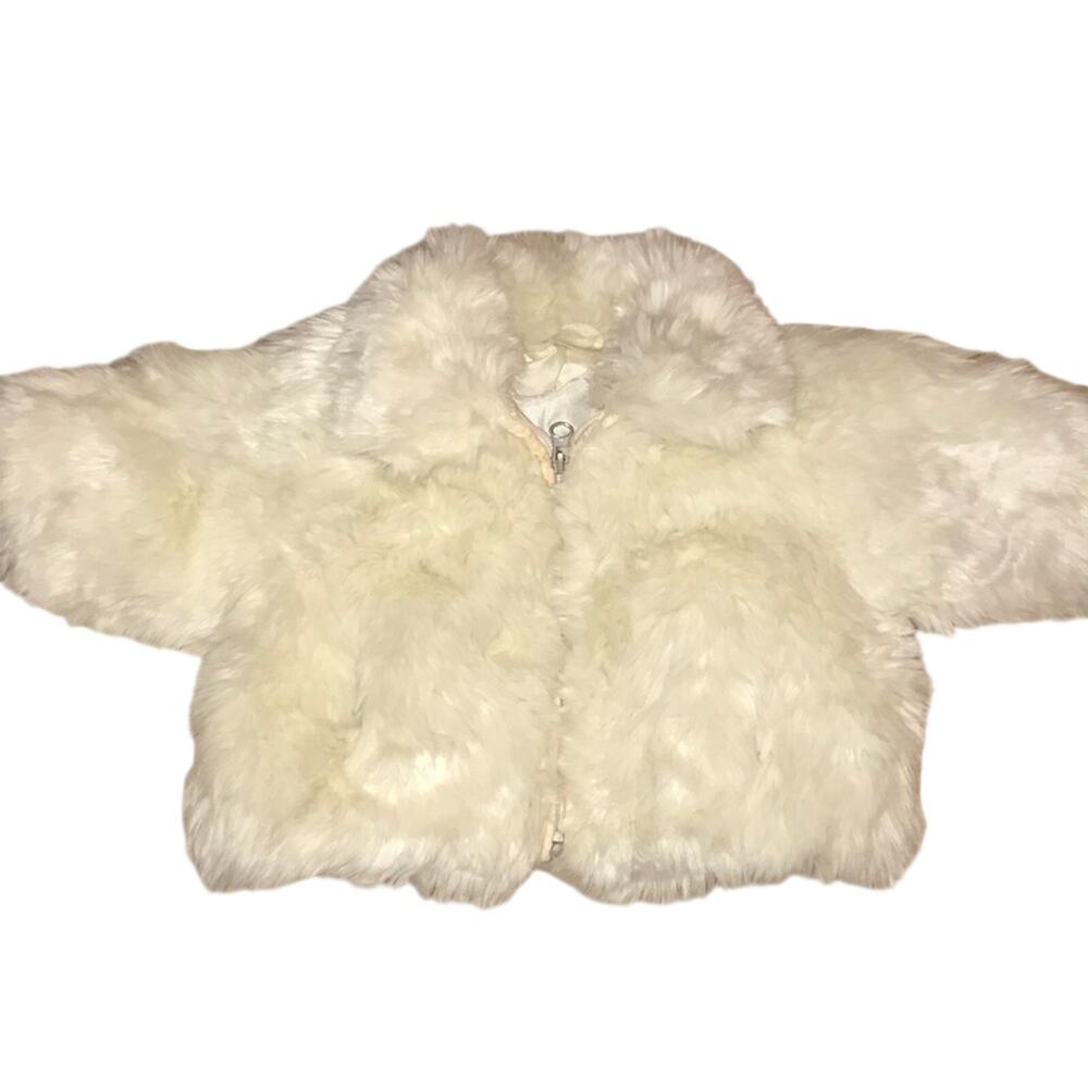 Hanna Andersson White Fuzzy Faux Fur Jacket | 3-6 Months